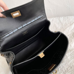 Balenciaga Rodeo Mini Handbag Crocodile Embossed Black